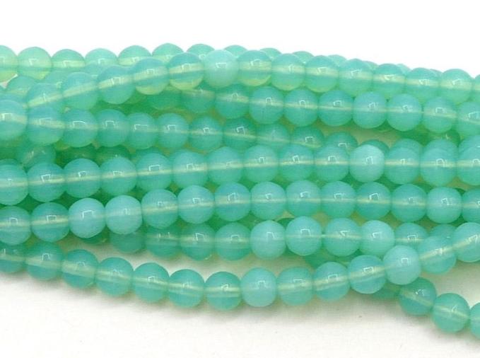5mm Opaline Mint Green Uranium Glass Beads