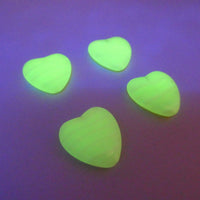 Czech Pressed Heart Glass Beads 24x22mm Opaline Lemon Striped Uranium