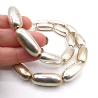 Silver Tone Metalised Oblong Beads 28x12mm
