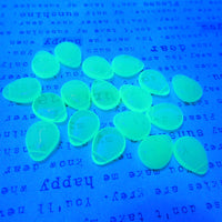 Czech Teardrop Glass Pendant 16x12m Opaline Blue Uranium Glow