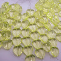 Czech Glass Heart Beads 16x15mm Transparent Yellow Uranium