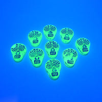 Czech Glass Sugar Skull Beads 20x17mm Transparent Yellow Matte Light Blue Lined