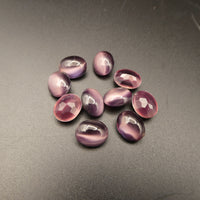 West German Glass Oval Cabochon 10x8mm Amethyst Moonstone