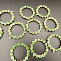Swarovski Rhinestone Hoop Pendant with loop 30mm Peridot Uranium