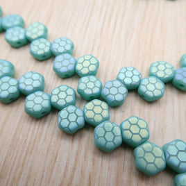 Honeycomb Beads 6mm Laser Turquoise Flower