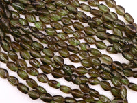 Vintage Czech Funky Oval Glass Beads 15x10mm Uranium Green and Amethyst