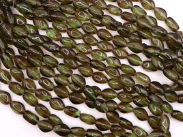 Vintage Czech Funky Oval Glass Beads 15x10mm Uranium Green and Amethyst