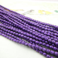 Czech Fire Polish Beads 4mm Opalescent Purple