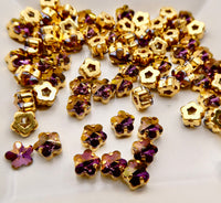 Swarovski 4744 Flower Fancy Stone 6mm Crystal Lilac Shadow in Gold Sew On Setting