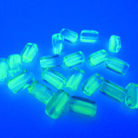 Czech Rectangle Block Glass Beads 14x9mm Aqua Uranium