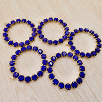 Swarovski Rhinestone Hoop Pendant with loop 30mm Navy Blue