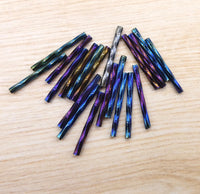 Czech Glass Twisted Bugle Beads 25mm Blue Iris