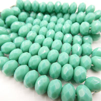 Czech Faceted Rondelle 9x6mm Green Turquoise