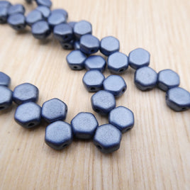 Honeycomb Beads 6mm Metallic Suede Denim