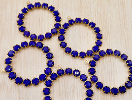 Swarovski Rhinestone Hoop Pendant with loop 30mm Navy Blue