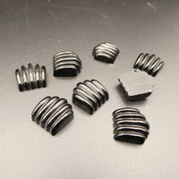 West German Fluted Deco Drop Flatback Cabochon 14x14mm Jet Black