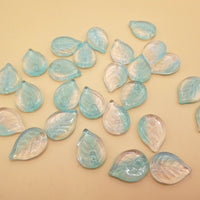 Czech Apple Leaf Glass Beads 18x13mm Crystal Opal Aqua