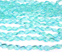 Czech Shield Beads 14x10mm Transparent Aqua Green Uranium
