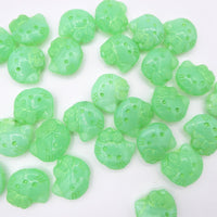 Czech Hello Kitty Glass Beads 19x18mm Opal Green Green Lined