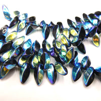 Czech Twist Beads 12x6mm Jet AB