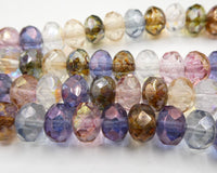 Czech Faceted Rondelle 9x6mm Luster Mix