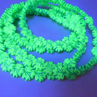 Grape Leaf Pressed Beads 13x11mm Green Opal Dark Aqua Lined