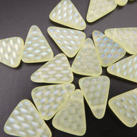 Czech Glass Triangle Beads 20x12mm Transparent Yellow Matte AB Pattern Uranium