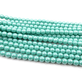 Czech Round Beads 6mm Green Turquoise Shimmer