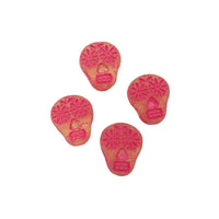 Czech Glass Sugar Skull Beads 20x17mm Transparent Yellow Matte Pink Lined