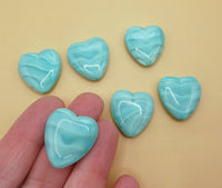 Czech Glass Heart Bead 24x22mm Mint Green Uranium