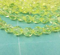 Czech Glass Uranium Faceted Nugget Beads 10x9mm Yellow Topaz