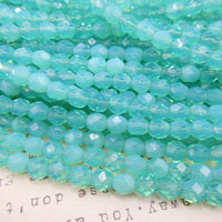 Czech Fire Polish Beads 6mm Milky Green