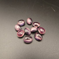 West German Glass Oval Cabochon 10x8mm Amethyst Moonstone