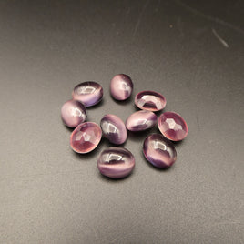 West German Glass Oval Cabochon 10x8mm Amethyst Moonstone