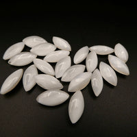 West German Smooth Glass Navettes 15x7mm White Moonstone