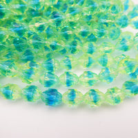 Czech Turbine Glass Beads 10x8mm Green Blue