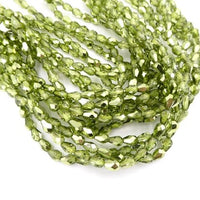 Czech Glass Faceted Teardrop Beads 7x5mm Metallic Olivine