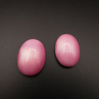 West German Dome Glass Oval Cabochon 25x18mm Flamingo Pink