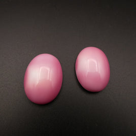 West German Dome Glass Oval Cabochon 25x18mm Flamingo Pink