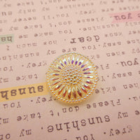 Czech Daisy Flower Button 28mm Yellow Uranium Glass