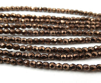 Czech Fire Polish Beads 3mm Bronze