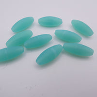 Czech Glass Peeled Olive Beads 19x7 mm Turquoise Opal Matte Uranium
