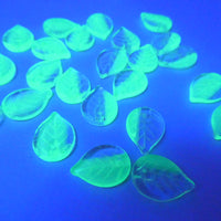 Czech Apple Leaf Glass Beads 18x13mm Crystal Opal Aqua