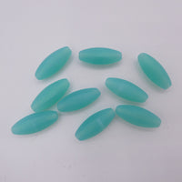 Czech Glass Peeled Olive Beads 19x7 mm Turquoise Opal Matte Uranium