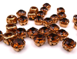Swarovski 1088 Chaton in setting 34ss (7mm) Smoked Topaz