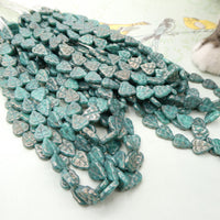 Czech Glass Leaf Beads 10x8mm Luster Opaque Turquoise