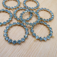 Swarovski Rhinestone Hoop Pendant with loop 30mm Aquamarine