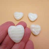 Czech Pressed Heart Glass Beads 24x22mm Opaline Lemon Striped Uranium