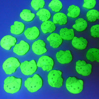 Czech Hello Kitty Glass Beads 19x18mm Opal Green White Lined
