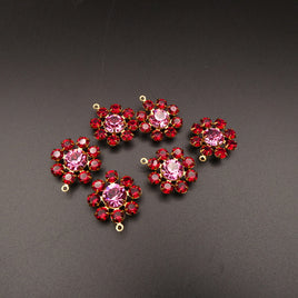 Swarovski Rhinestone Flower Pendant with loop 25mm Siam and Rose